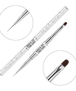 NAILSOFTHEDAY Professional Brush 2-in-1: Liner + Oval — dual-ended professional manicure brush with metal cap, for fine detailing and gel application, liner 11 mm + flat oval 11 mm
