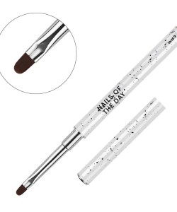 NAILSOFTHEDAY Professional Brush Oval — professional manicure brush with metal cap, for gel application, flat oval 9 mm