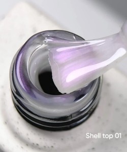NAILSOFTHEDAY Shell top 01 new formula — pearly top coat with a violet shimmer, no sticky layer, 10 ml