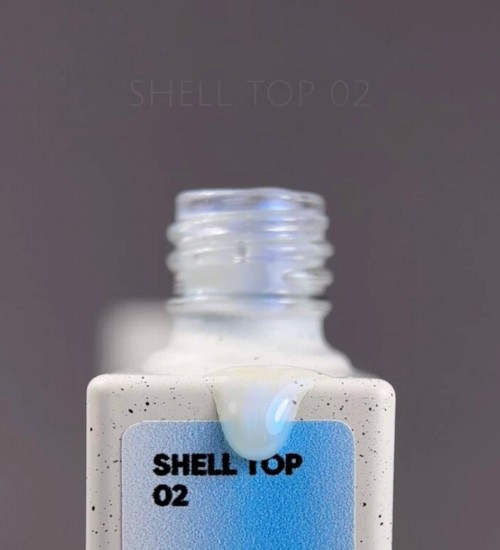 NAILSOFTHEDAY Shell top 02 new formula — pearly top coat with a blue shimmer, no sticky layer, 10 ml