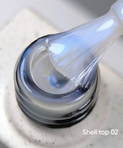 NAILSOFTHEDAY Shell top 02 new formula — pearly top coat with a blue shimmer, no sticky layer, 10 ml