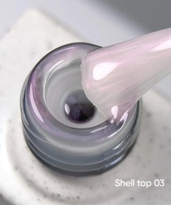 NAILSOFTHEDAY Shell top 03 new formula — pearly top coat with a pink shimmer, no sticky layer, 10 ml