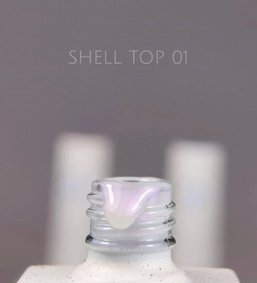 NAILSOFTHEDAY Shell top 01 new formula — pearly top coat with a violet shimmer, no sticky layer, 10 ml