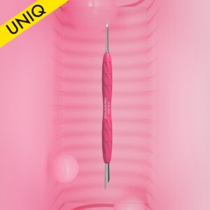STALEKS Manicure pusher Gummy with silicone handle UNIQ 11 TYPE 2 (beveled and loop pusher) (PQ-11/2)