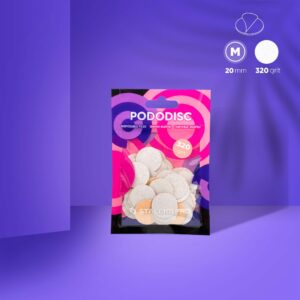 Disposable white files on soft foam 320 grit size M